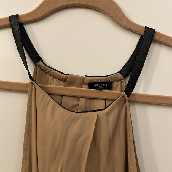 Leather trim tank blouse - Picture 2 of 3